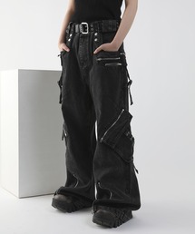 MSG（エムエスジー）の「ケミカルオーバーダイ/ウォッシュ加工マルチギミックオーバーサイズワイドストレートバギーデニムパンツ（デニムパンツ・メンズ）」