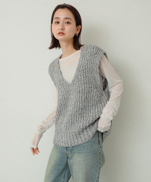 SENCE OF PLACE ニットベスト Vネック カーディガン SENCE OF PLACE ニットベスト Vネック カーディガン