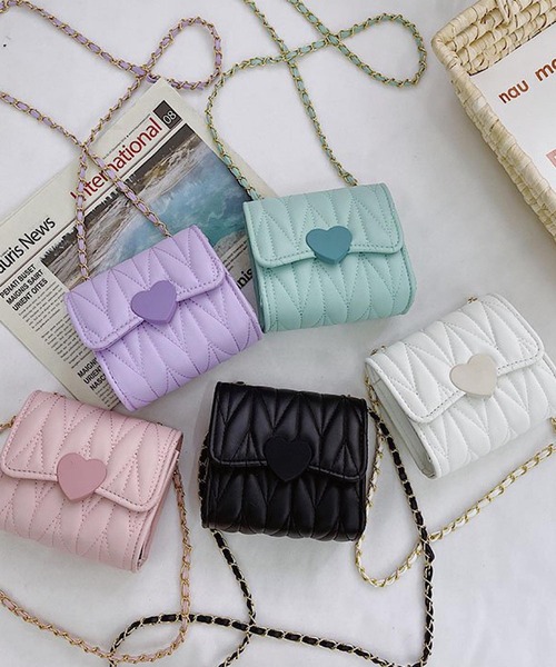 CERCA（チェルカ）の「lulunoix/ハートキルティングショルダーバッグ N15287（ショルダーバッグ・キッズ・ブラック/ピンク/グリーン/ホワイト/パープル・FREE）」の3枚目の写真