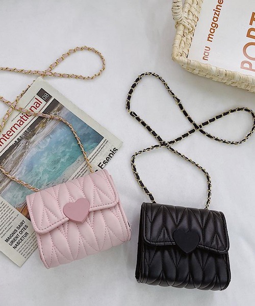 CERCA（チェルカ）の「lulunoix/ハートキルティングショルダーバッグ N15287（ショルダーバッグ・キッズ・ブラック/ピンク/グリーン/ホワイト/パープル・FREE）」の10枚目の写真