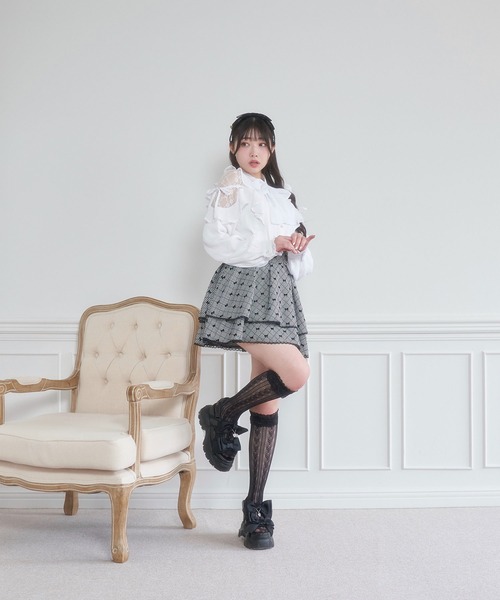 Honey Cinnamon（ハニーシナモン）の「肩レースリボンボウタイブラウス（シャツ/ブラウス・レディース・ホワイト/ブラック・FREE）」の9枚目の写真