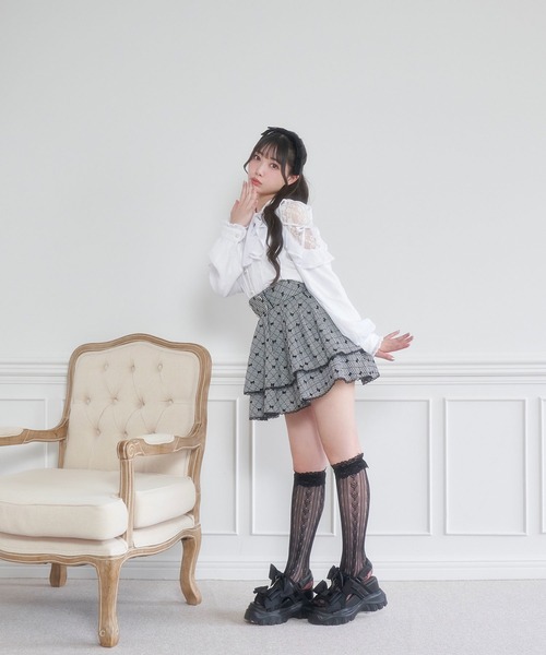 Honey Cinnamon（ハニーシナモン）の「肩レースリボンボウタイブラウス（シャツ/ブラウス・レディース・ホワイト/ブラック・FREE）」の10枚目の写真