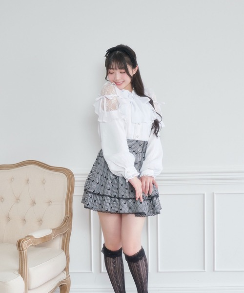 Honey Cinnamon（ハニーシナモン）の「肩レースリボンボウタイブラウス（シャツ/ブラウス・レディース・ホワイト/ブラック・FREE）」の11枚目の写真