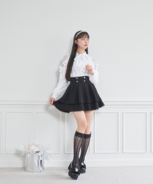 Honey Cinnamon（ハニーシナモン）の「肩レースリボンボウタイブラウス（シャツ/ブラウス・レディース・ホワイト/ブラック・FREE）」の12枚目の写真