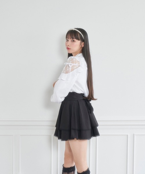 Honey Cinnamon（ハニーシナモン）の「肩レースリボンボウタイブラウス（シャツ/ブラウス・レディース・ホワイト/ブラック・FREE）」の14枚目の写真