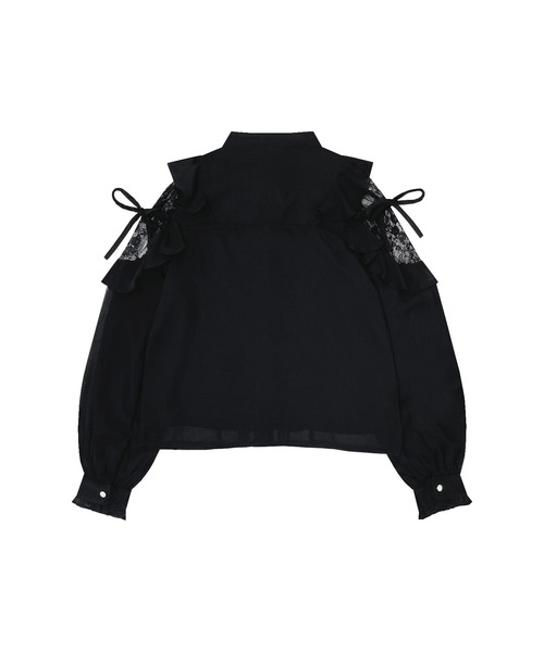 Honey Cinnamon（ハニーシナモン）の「肩レースリボンボウタイブラウス（シャツ/ブラウス・レディース・ホワイト/ブラック・FREE）」の4枚目の写真
