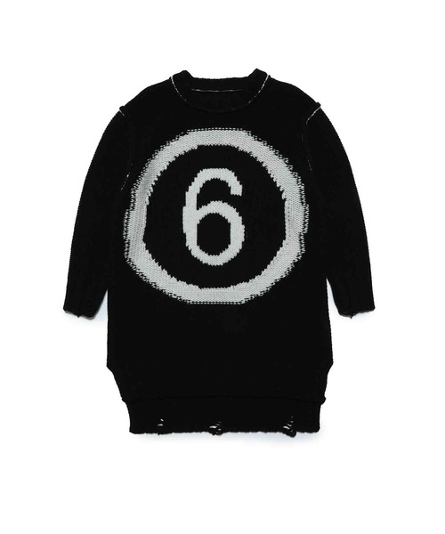 MM6 Maison Margiela（ｴﾑｴﾑｼｯｸｽ ﾒｿﾞﾝ ﾏﾙｼﾞｪﾗ）の「MM6 Maison Margiela(エムエムシックス メゾン マルジェラ)Kids & Junior ウールブレンドブランドロゴニットワンピース（ワンピース・キッズ・オフホワイト/ブラック/ライトピンク・16Y/14Y/12Y/10Y）」の2枚目の写真