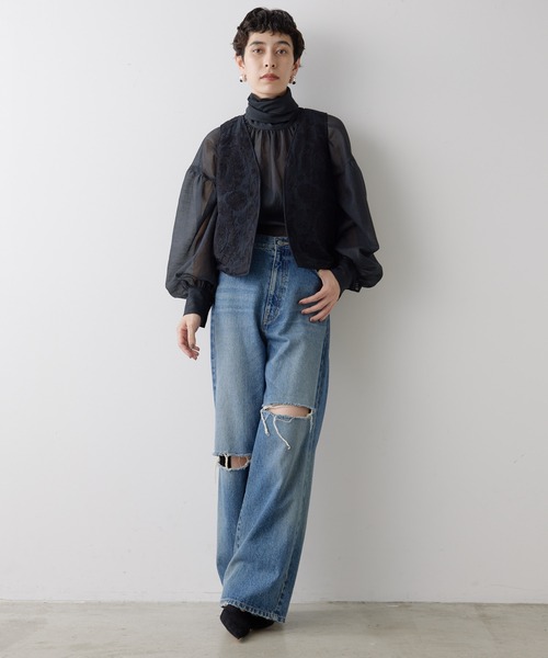 Whim Gazette（ウィムガゼット）の「エンブロイダリージレ（ベスト・レディース・オフホワイト/ブラック・FREE）」の12枚目の写真