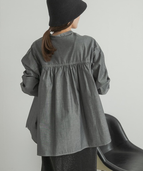 URBAN RESEARCH DOORS（アーバンリサーチドアーズ）の「ダンガリーステッチシャツ（シャツ/ブラウス・レディース・ブルー/ブラック・MEDIUM）」の5枚目の写真