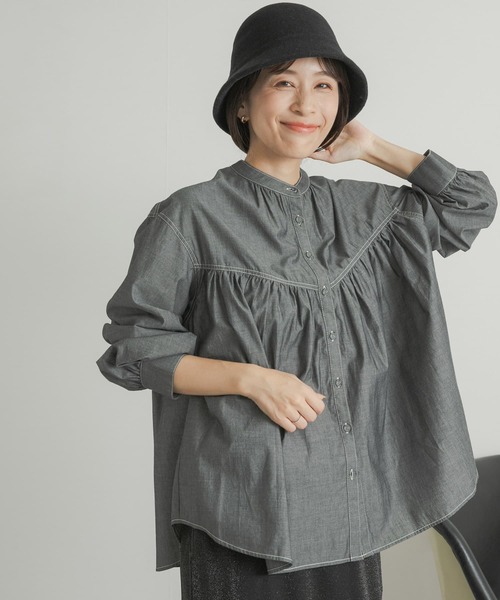 URBAN RESEARCH DOORS（アーバンリサーチドアーズ）の「ダンガリーステッチシャツ（シャツ/ブラウス・レディース・ブルー/ブラック・MEDIUM）」の7枚目の写真