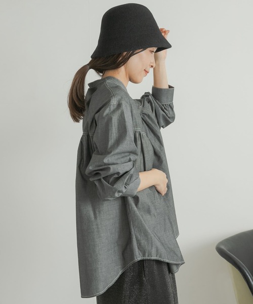 URBAN RESEARCH DOORS（アーバンリサーチドアーズ）の「ダンガリーステッチシャツ（シャツ/ブラウス・レディース・ブルー/ブラック・MEDIUM）」の8枚目の写真