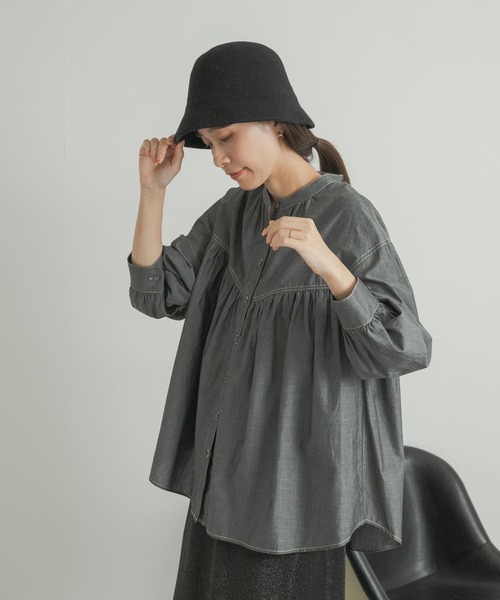 URBAN RESEARCH DOORS（アーバンリサーチドアーズ）の「ダンガリーステッチシャツ（シャツ/ブラウス・レディース・ブルー/ブラック・MEDIUM）」の10枚目の写真