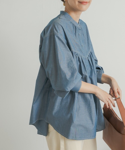 URBAN RESEARCH DOORS（アーバンリサーチドアーズ）の「ダンガリーステッチシャツ（シャツ/ブラウス・レディース・ブルー/ブラック・MEDIUM）」の14枚目の写真
