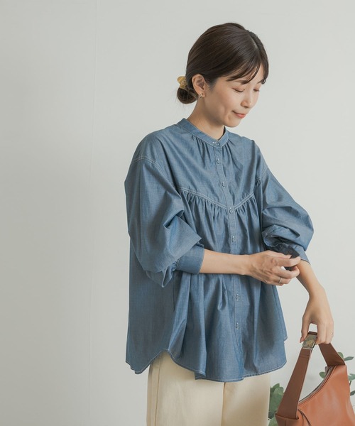 URBAN RESEARCH DOORS（アーバンリサーチドアーズ）の「ダンガリーステッチシャツ（シャツ/ブラウス・レディース・ブルー/ブラック・MEDIUM）」の21枚目の写真