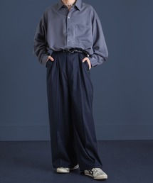 NILWAY | 420g/m TR 2タック センタープレス ワイドストレートスラックス / 2タック デザイン ワイドストレートスラックス 【セットアップ対応】(スラックス)