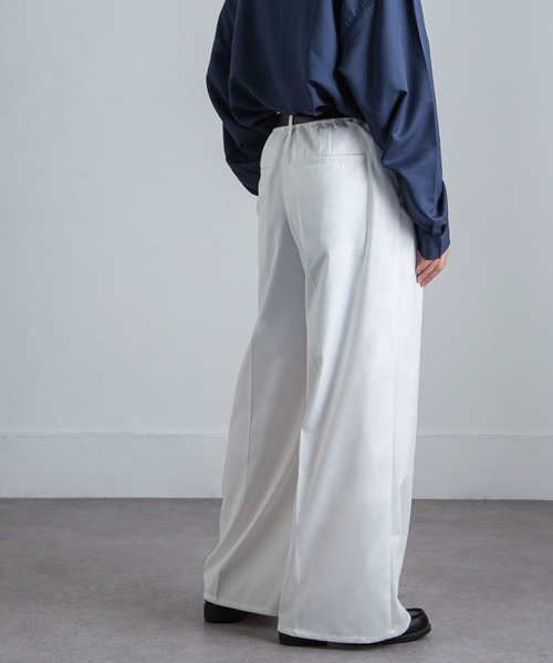 NILWAY（ニルウェイ）の「420g/m TR 2タック センタープレス ワイドストレートスラックス / 2タック デザイン ワイドストレートスラックス 【セットアップ対応】（スラックス・メンズ・モスグリーン系/チャコール/ブラック/ネイビー/ホワイト・SMALL/MEDIUM/LARGE）」の19枚目の写真