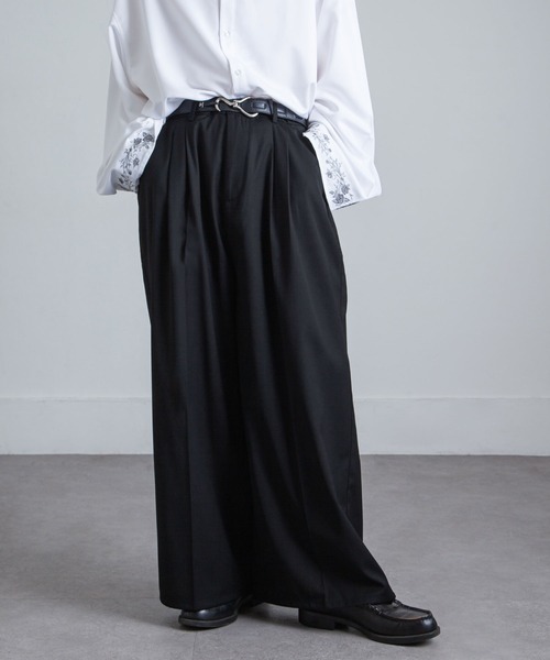 NILWAY（ニルウェイ）の「420g/m TR 2タック センタープレス ワイドストレートスラックス / 2タック デザイン ワイドストレートスラックス 【セットアップ対応】（スラックス・メンズ・モスグリーン系/チャコール/ブラック/ネイビー/ホワイト・SMALL/MEDIUM/LARGE）」の22枚目の写真