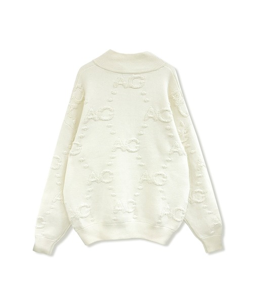 ANDGEEBEE(アンジービー)の「UNISEX モノグラムハーフジップニット(ニット/セーター・レディース・グリーン/アイボリー・FREE)」の13枚目の写真