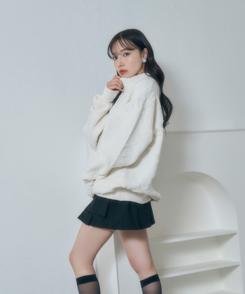 ANDGEEBEE(アンジービー)の「UNISEX モノグラムハーフジップニット(ニット/セーター・レディース・グリーン/アイボリー・FREE)」の17枚目の写真