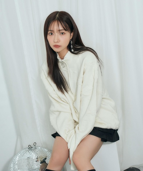 ANDGEEBEE(アンジービー)の「UNISEX モノグラムハーフジップニット(ニット/セーター・レディース・グリーン/アイボリー・FREE)」の18枚目の写真