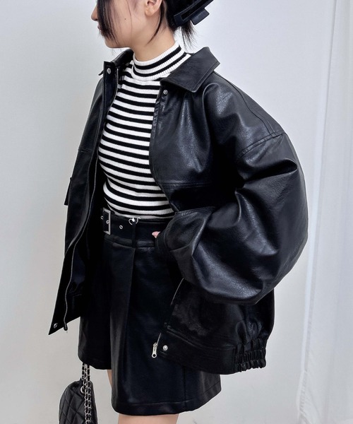 INGNI（イング）の「【WEB限定】フェイクレザーBIGブルゾン（ブルゾン・レディース・アイボリー/ブラック/ブラウン/ブラウン系4/ブラック系その他・M）」の13枚目の写真