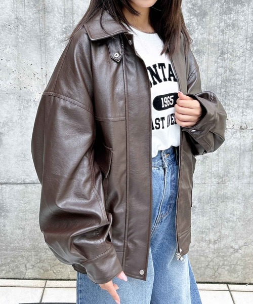 INGNI（イング）の「【WEB限定】フェイクレザーBIGブルゾン（ブルゾン・レディース・アイボリー/ブラック/ブラウン/ブラウン系4/ブラック系その他・M）」の18枚目の写真