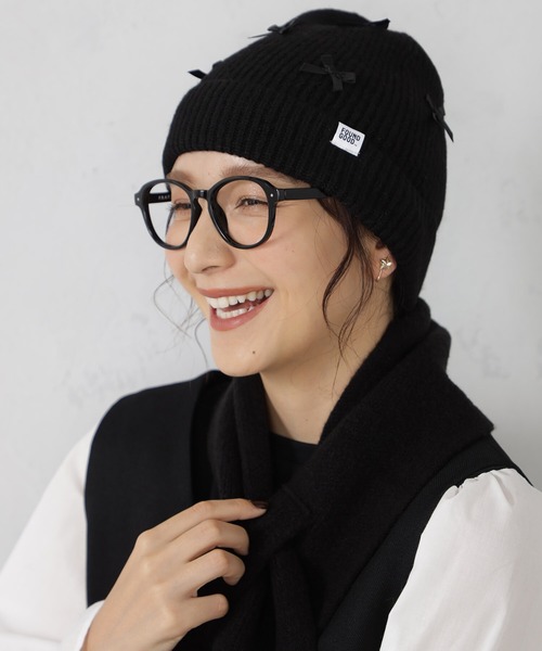 FOUND GOOD（ファウンドグッド）の「リボンニットワッチ（ニットキャップ/ビーニー・レディース・ブラック/グレー系2・FREE）」の4枚目の写真