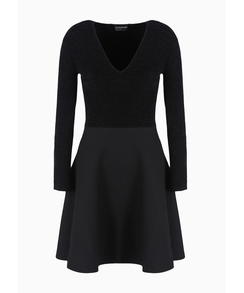 EMPORIO ARMANI(エンポリオアルマーニ)の「【エンポリオ アルマーニ】ドレス オットマンファブリック ニットファブリックスカート(ワンピース・レディース・ブラック/ライトグレー・36/38/40/42)」の6枚目の写真