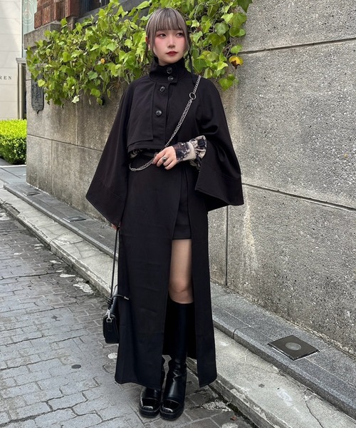 Mavie..7（メヴィセットゥ）の「【Mavie..7】スタンドカラーショートトレンチ（ワンピース・レディース・ブラック・FREE）」の6枚目の写真