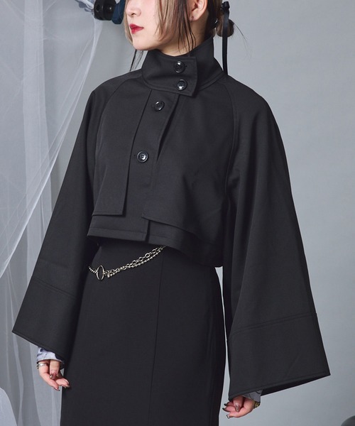 Mavie..7（メヴィセットゥ）の「【Mavie..7】スタンドカラーショートトレンチ（ワンピース・レディース・ブラック・FREE）」の16枚目の写真