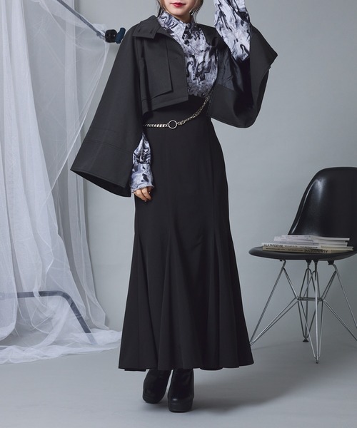 Mavie..7（メヴィセットゥ）の「【Mavie..7】スタンドカラーショートトレンチ（ワンピース・レディース・ブラック・FREE）」の9枚目の写真