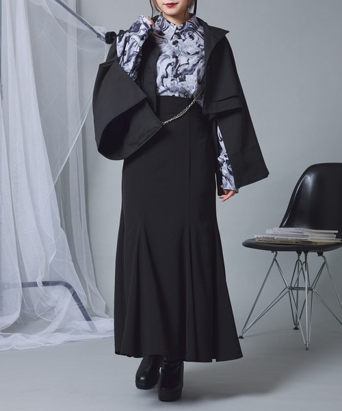 Mavie..7（メヴィセットゥ）の「【Mavie..7】スタンドカラーショートトレンチ（ワンピース・レディース・ブラック・FREE）」の8枚目の写真