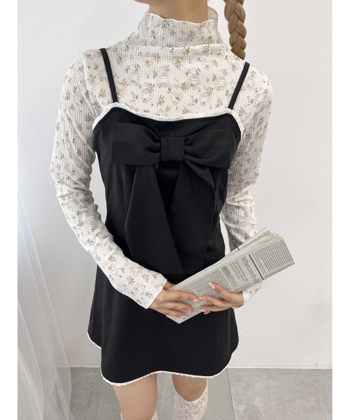 PHILLY（フィリー）の「【PHILLY】リトルフラワーハイネックトップス（Tシャツ/カットソー・レディース・ピンク/ホワイト・FREE）」の3枚目の写真