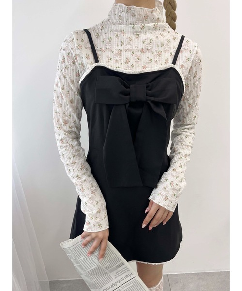 PHILLY（フィリー）の「【PHILLY】リトルフラワーハイネックトップス（Tシャツ/カットソー・レディース・ピンク/ホワイト・FREE）」の5枚目の写真