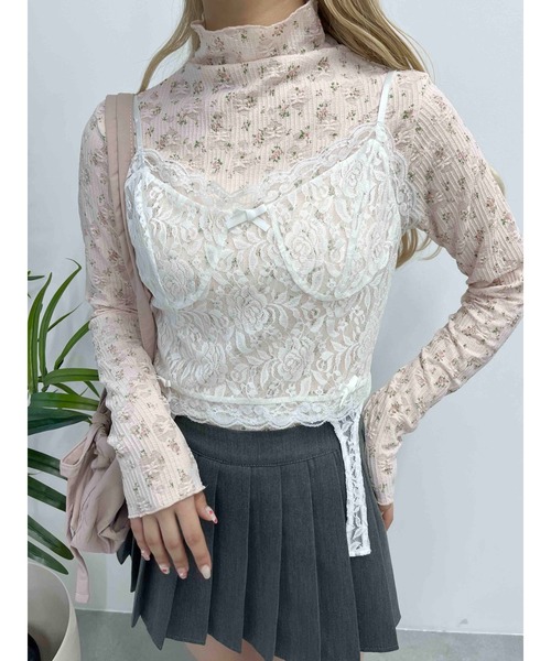 PHILLY（フィリー）の「【PHILLY】リトルフラワーハイネックトップス（Tシャツ/カットソー・レディース・ピンク/ホワイト・FREE）」の18枚目の写真