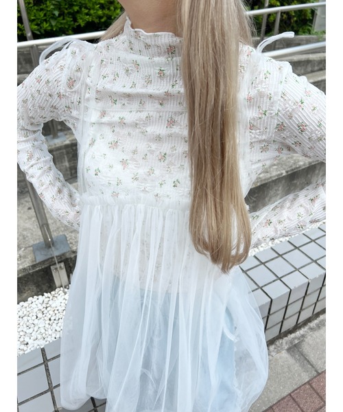 PHILLY（フィリー）の「【PHILLY】リトルフラワーハイネックトップス（Tシャツ/カットソー・レディース・ピンク/ホワイト・FREE）」の14枚目の写真