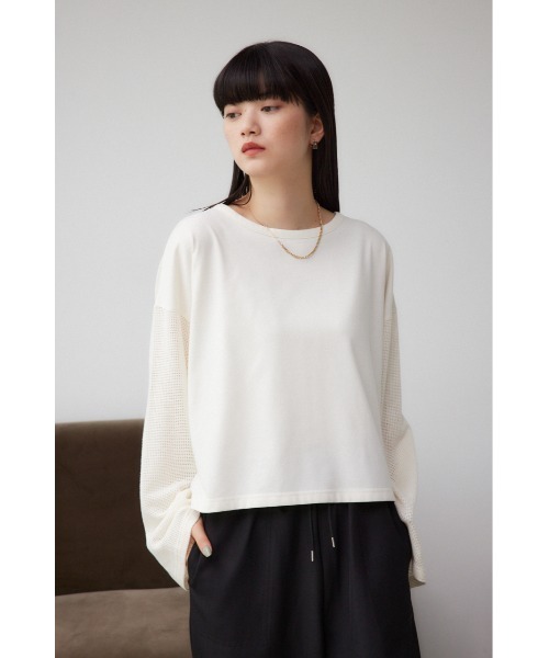 AZUL by moussy(アズールバイマウジー)の「メッシュスリーブTシャツ(Tシャツ/カットソー・レディース・イエロー/オフホワイト/ブラック・FREE)」の5枚目の写真