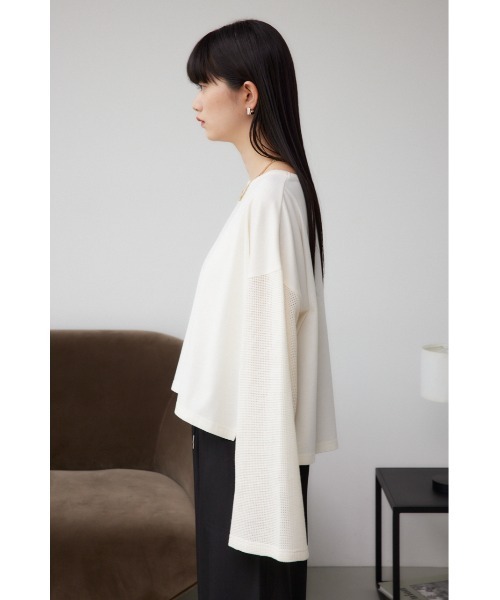 AZUL by moussy(アズールバイマウジー)の「メッシュスリーブTシャツ(Tシャツ/カットソー・レディース・イエロー/オフホワイト/ブラック・FREE)」の8枚目の写真