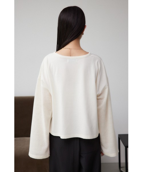 AZUL by moussy(アズールバイマウジー)の「メッシュスリーブTシャツ(Tシャツ/カットソー・レディース・イエロー/オフホワイト/ブラック・FREE)」の9枚目の写真