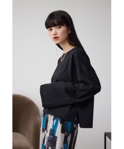 AZUL by moussy(アズールバイマウジー)の「メッシュスリーブTシャツ(Tシャツ/カットソー・レディース・イエロー/オフホワイト/ブラック・FREE)」の15枚目の写真
