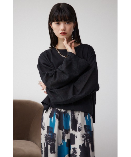 AZUL by moussy(アズールバイマウジー)の「メッシュスリーブTシャツ(Tシャツ/カットソー・レディース・イエロー/オフホワイト/ブラック・FREE)」の16枚目の写真