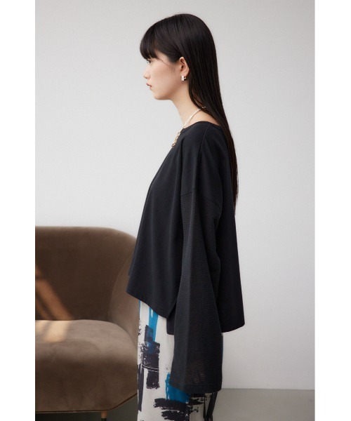 AZUL by moussy(アズールバイマウジー)の「メッシュスリーブTシャツ(Tシャツ/カットソー・レディース・イエロー/オフホワイト/ブラック・FREE)」の19枚目の写真
