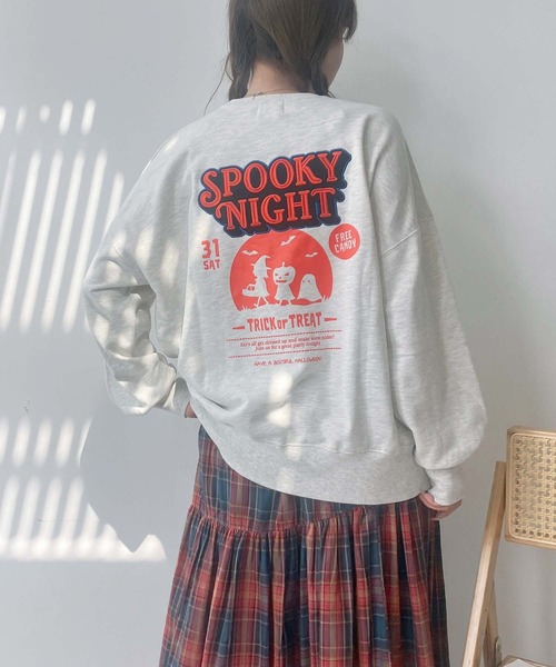 セール】◇ワンポイントロゴ刺繍 おばけプリントオーバーサイズ