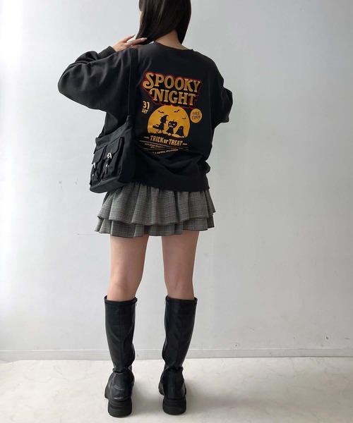 AS KNOW AS plus（アズノゥアズプラス）の「◇ワンポイントロゴ刺繍 おばけプリントオーバーサイズスウェットプルオーバー（スウェット・レディース・グリーン/スミクロ/キナリ/杢グレー/ホワイト系/ブラック系/アイボリー系/ブルー/ブラック系1/アイボリー系1/パープル系1/ベージュ系1・FREE）」の18枚目の写真