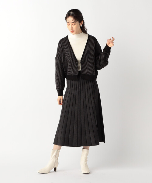 COMME CA ISM（コムサイズム）の「ヘリンボーン柄　ニットカーディガン / セットアップ対応（カーディガン/ボレロ・レディース・ブラック系/ホワイト×ブラック・FREE）」の7枚目の写真