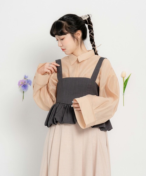 miolite（ミオライト）の「バックル バルーン ビスチェ miolite（シャツ/ブラウス・レディース・グレー/グレイッシュベージュ・M）」の2枚目の写真