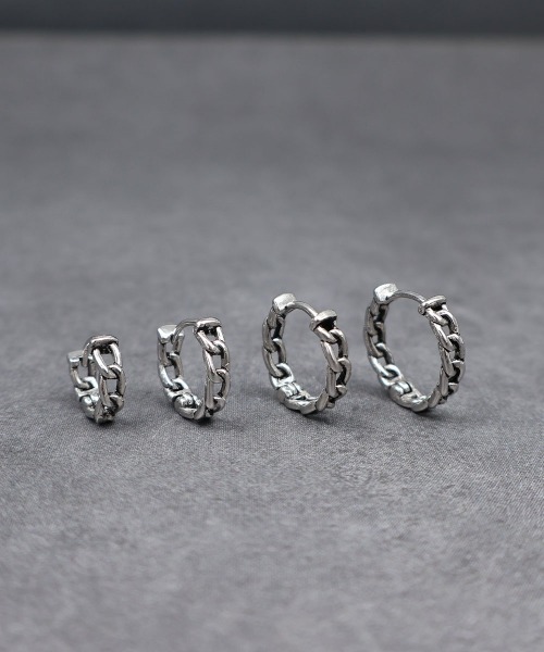 4INT.(フォイント)の「チェーン フープピアス(片耳用) / サージカルステンレス316L (金属アレルギー対応)(ピアス(片耳用)・メンズ・シルバー・8/10/12/14)」の1枚目の写真