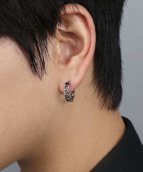 4INT.(フォイント)の「チェーン フープピアス(片耳用) / サージカルステンレス316L (金属アレルギー対応)(ピアス(片耳用)・メンズ・シルバー・8/10/12/14)」の9枚目の写真