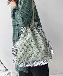 トートバッグ（グリーン・カーキ/緑色系・ストライプ柄