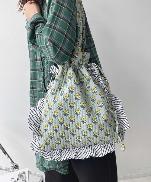 インドキルトフリル巾着トートバッグ（トートバッグ）｜AS KNOW AS